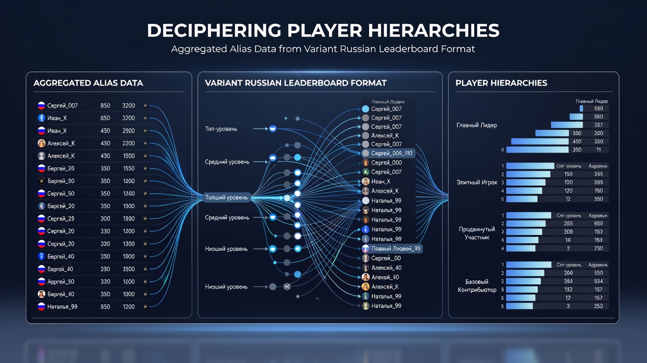 Detailed chart comparing player positions across different Russian leaderboard variants after alias aggregation