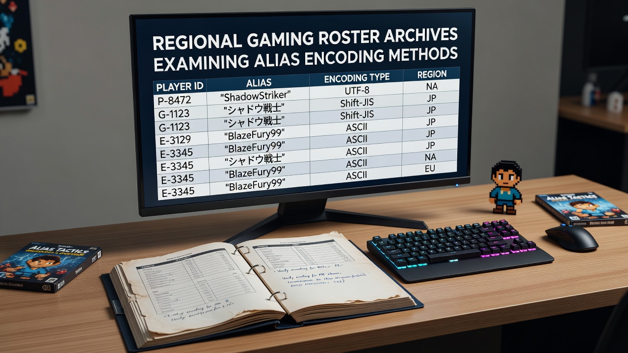 Diagram showing various alias encoding protocols applied to gaming roster data structures