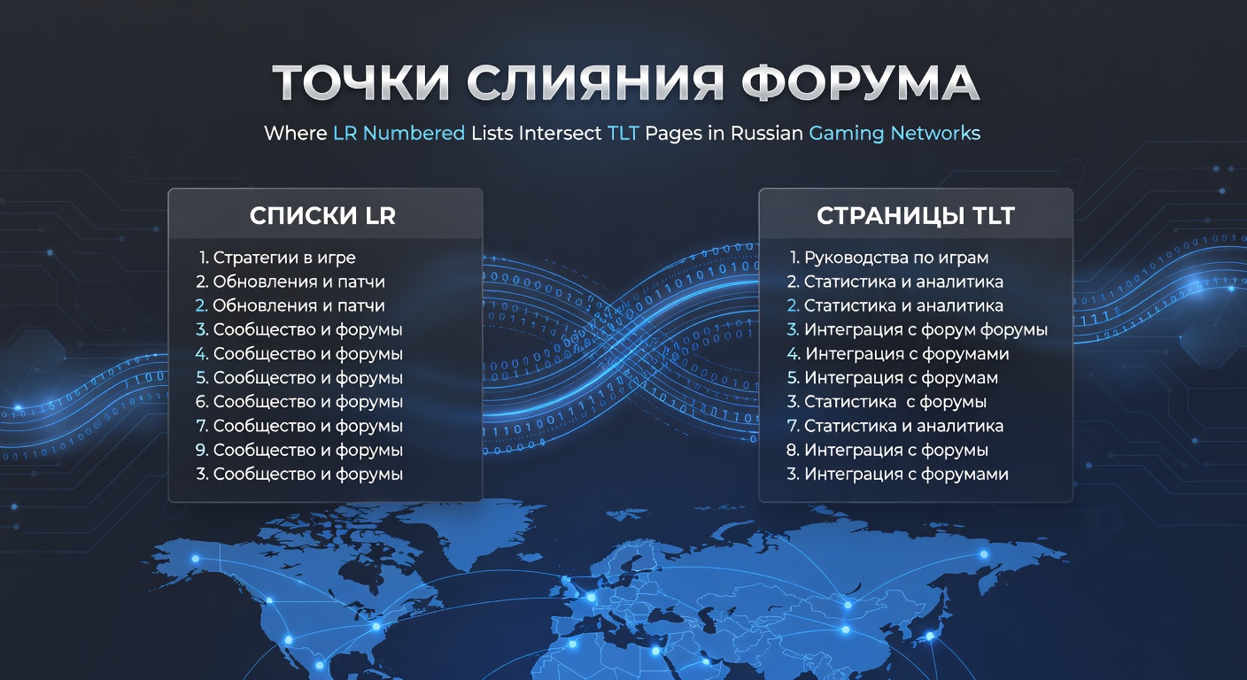 Screenshot of a live forum fusion point displaying an LR numbered list overlaid on a TLT page thread in a Russian gaming forum