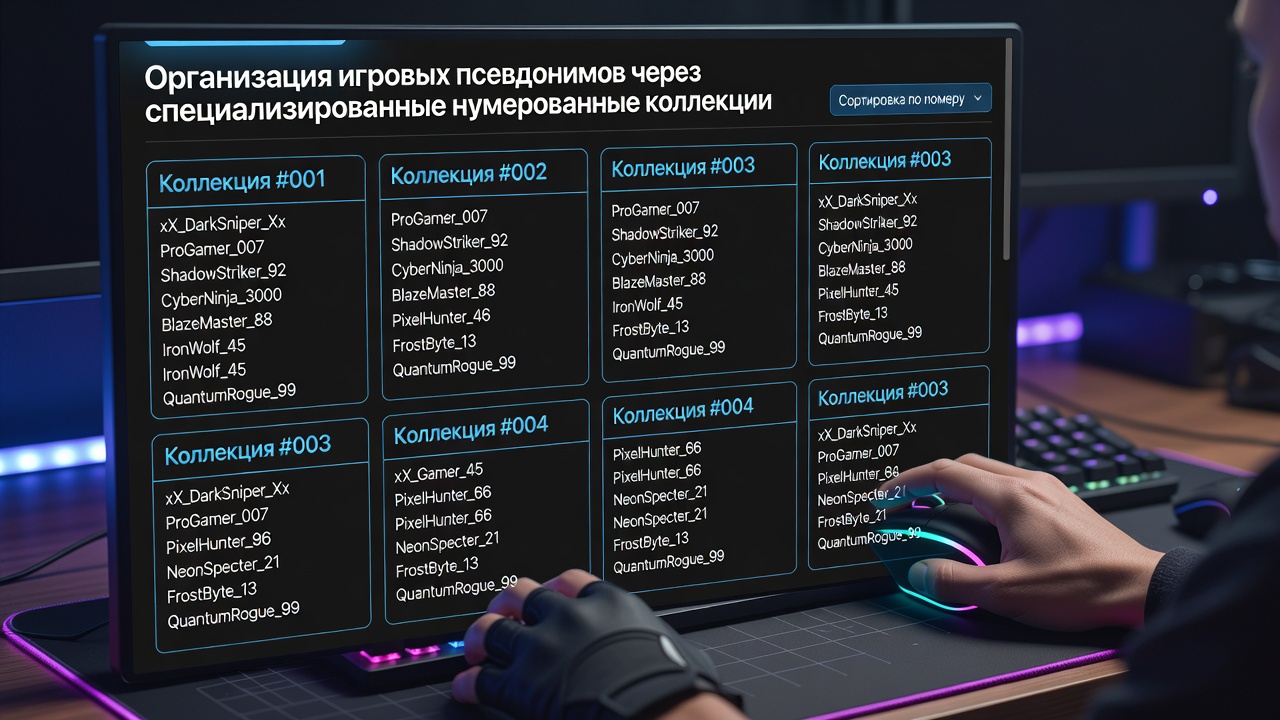 Example of a numbered collection page from a Russian gaming forum with alias entries and category filters