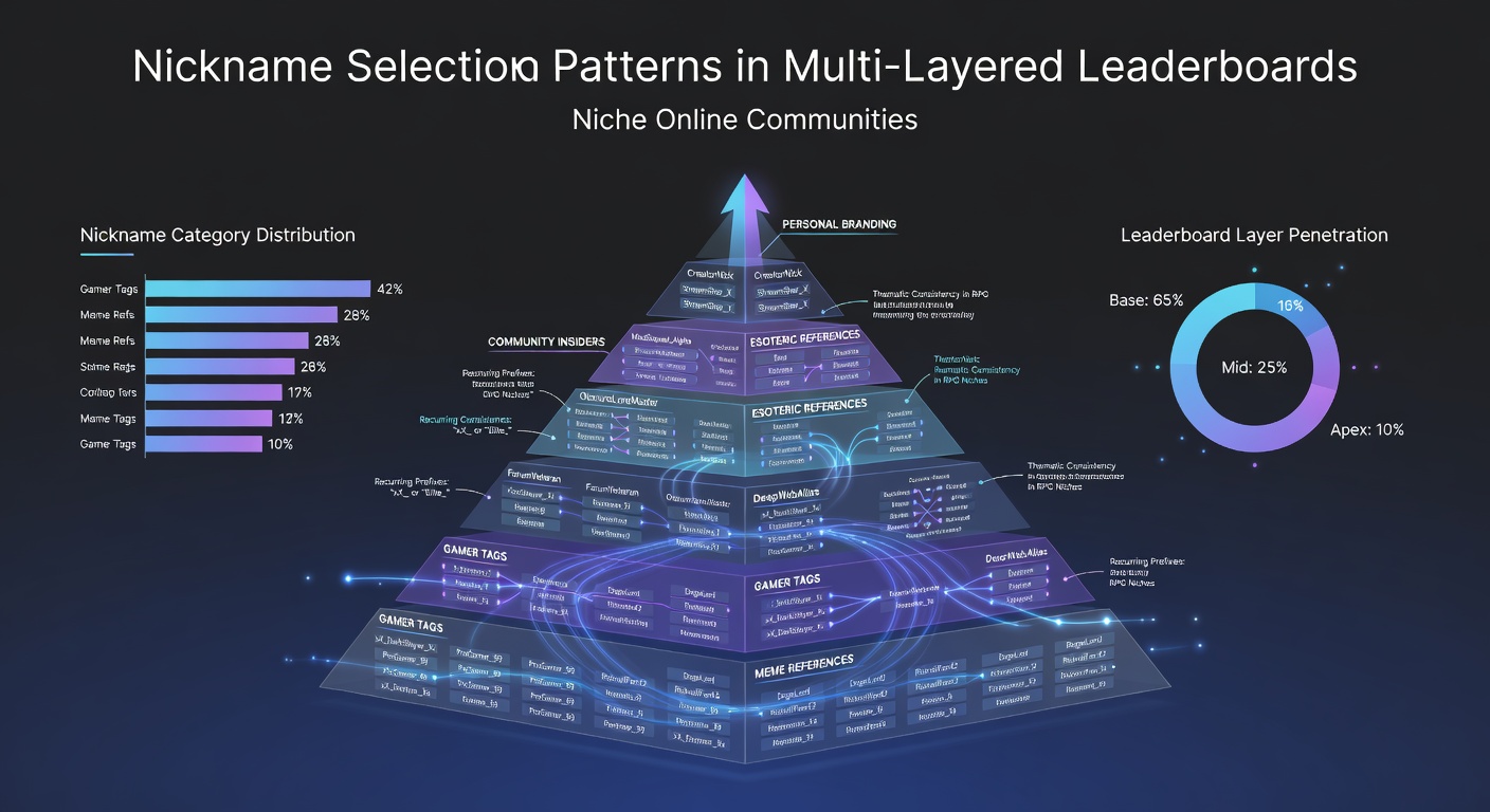Visualization of nickname selection trends across different leaderboard tiers in online communities