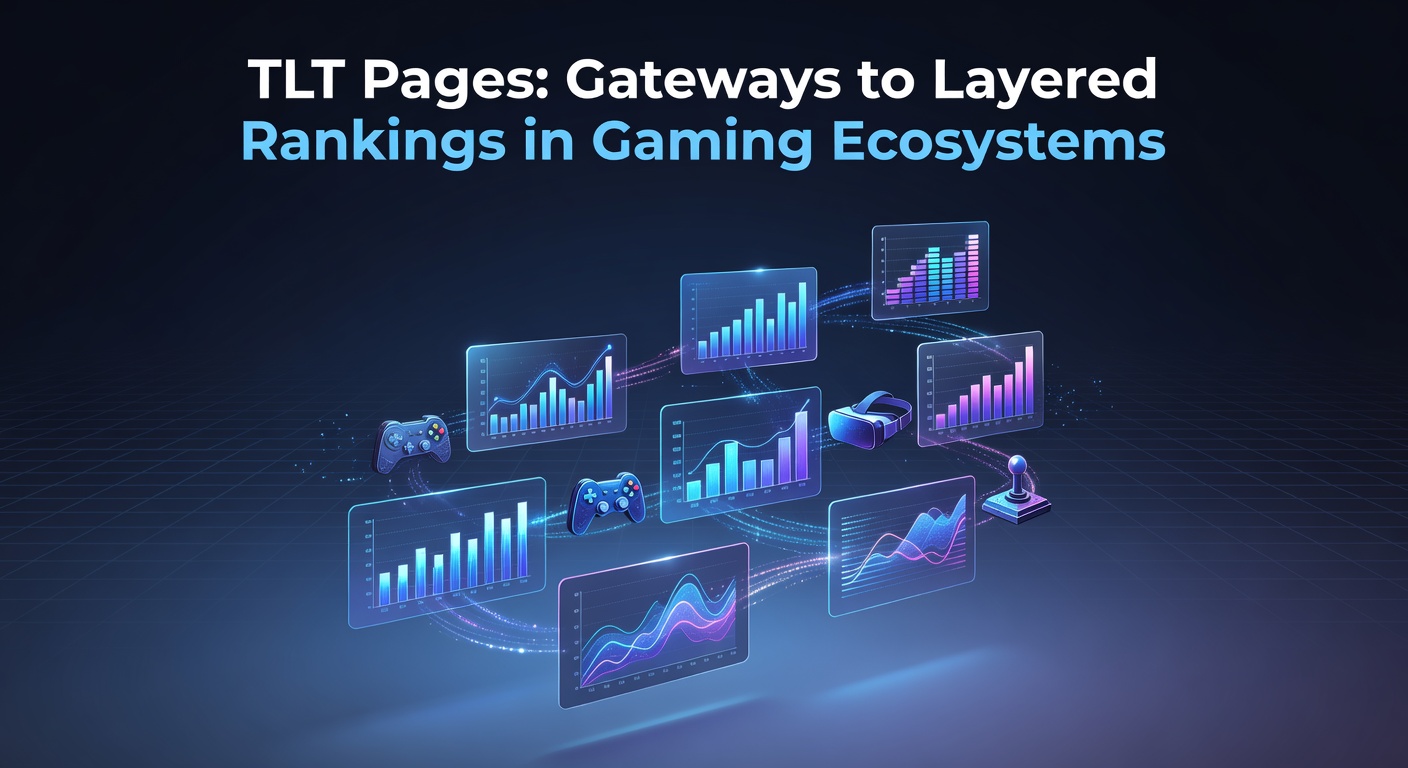 Dynamic visualization of TLT pages connecting players through multi-tiered gaming rankings, showing interconnected leaderboards and community hubs