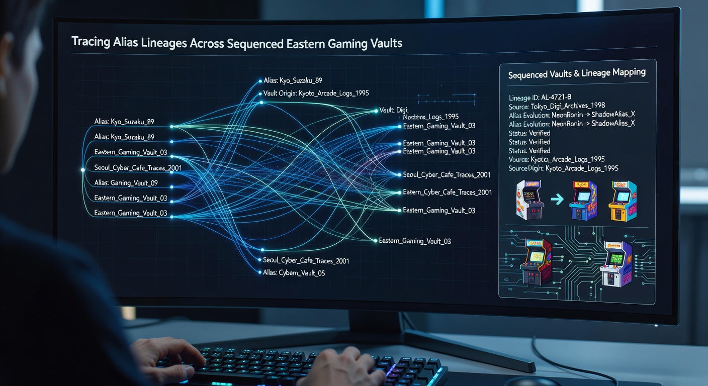 Detailed view of alias lineage mapping with cross-referenced sequences in eastern gaming archives